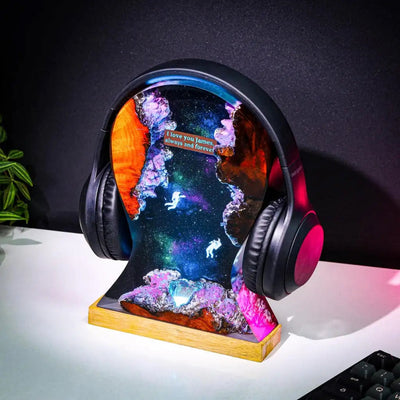 Custom Galaxy Headphone Stand Epoxy Resin Lamp, Night Light