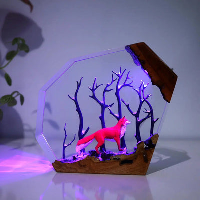 Winter Fox - Epoxy Resin Lamp, Night Light