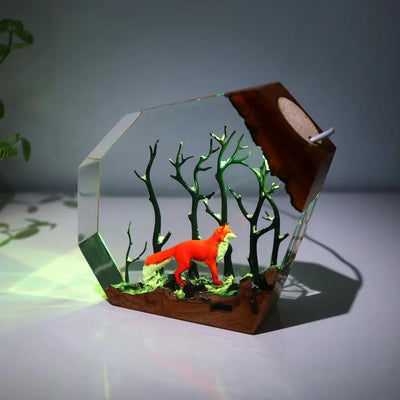 Winter Fox - Epoxy Resin Lamp, Night Light