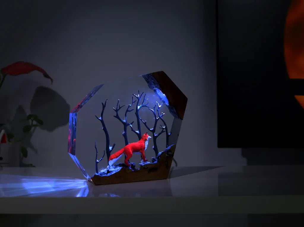 Winter Fox - Epoxy Resin Lamp, Night Light