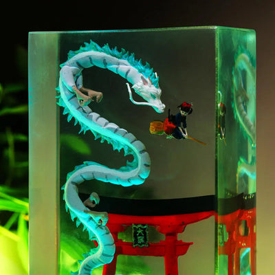 Haku and Kiki Ghibli Spirited A Epoxy Resin Lamp, Night Light