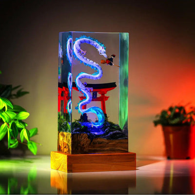 Haku and Kiki Ghibli Spirited A Epoxy Resin Lamp, Night Light