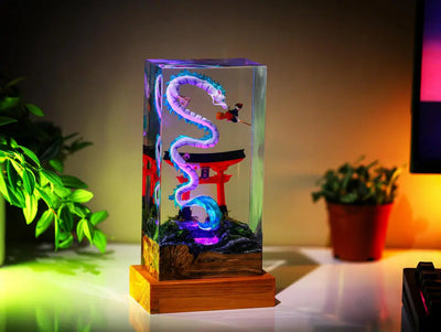 Haku and Kiki Ghibli Spirited A Epoxy Resin Lamp, Night Light