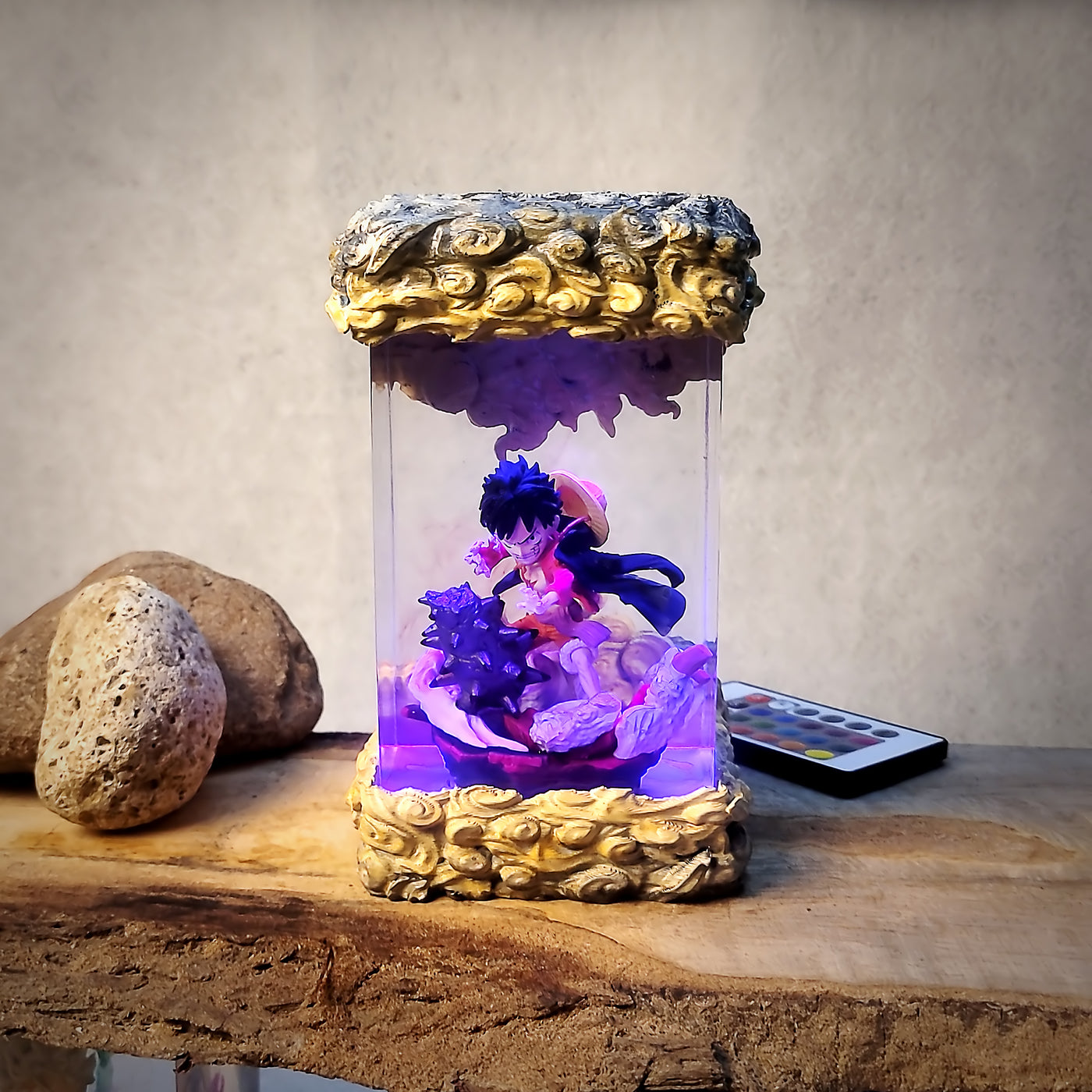 Luffy Gear 1 Chibi One Piece Diorama Epoxy Resin Lamp, Night Light, Wireless Lights