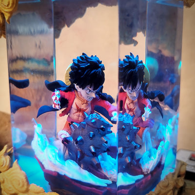 Luffy Gear 1 Chibi One Piece Diorama Epoxy Resin Lamp, Night Light, Wireless Lights