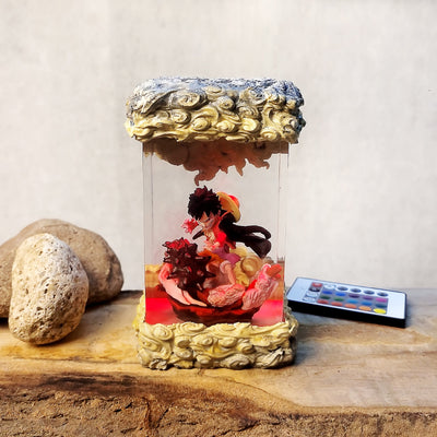 Luffy Gear 1 Chibi One Piece Diorama Epoxy Resin Lamp, Night Light, Wireless Lights