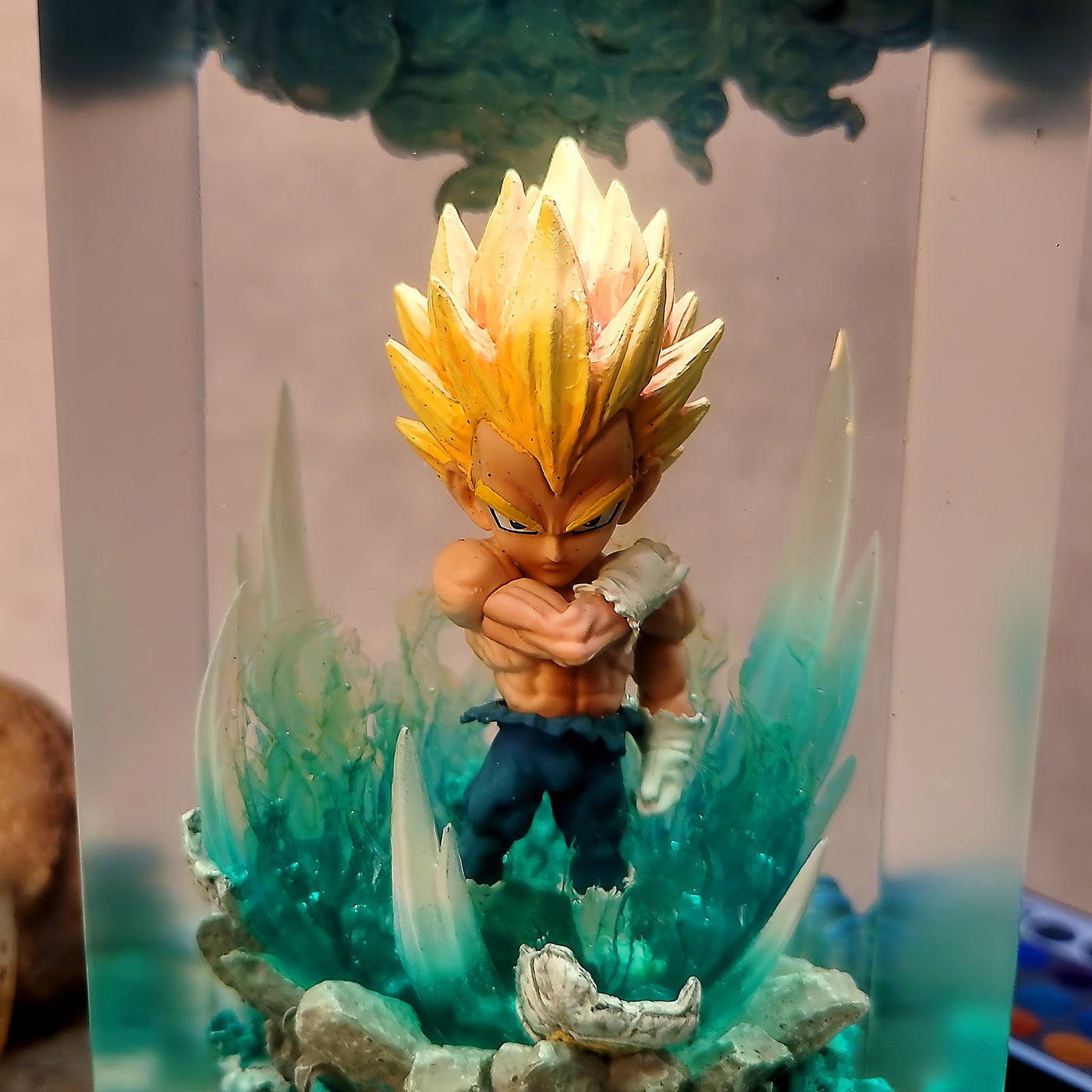 Dragon Ball Vegeta Chibi Diorama Epoxy Resin Lamp, Night Light, Wireless Lights