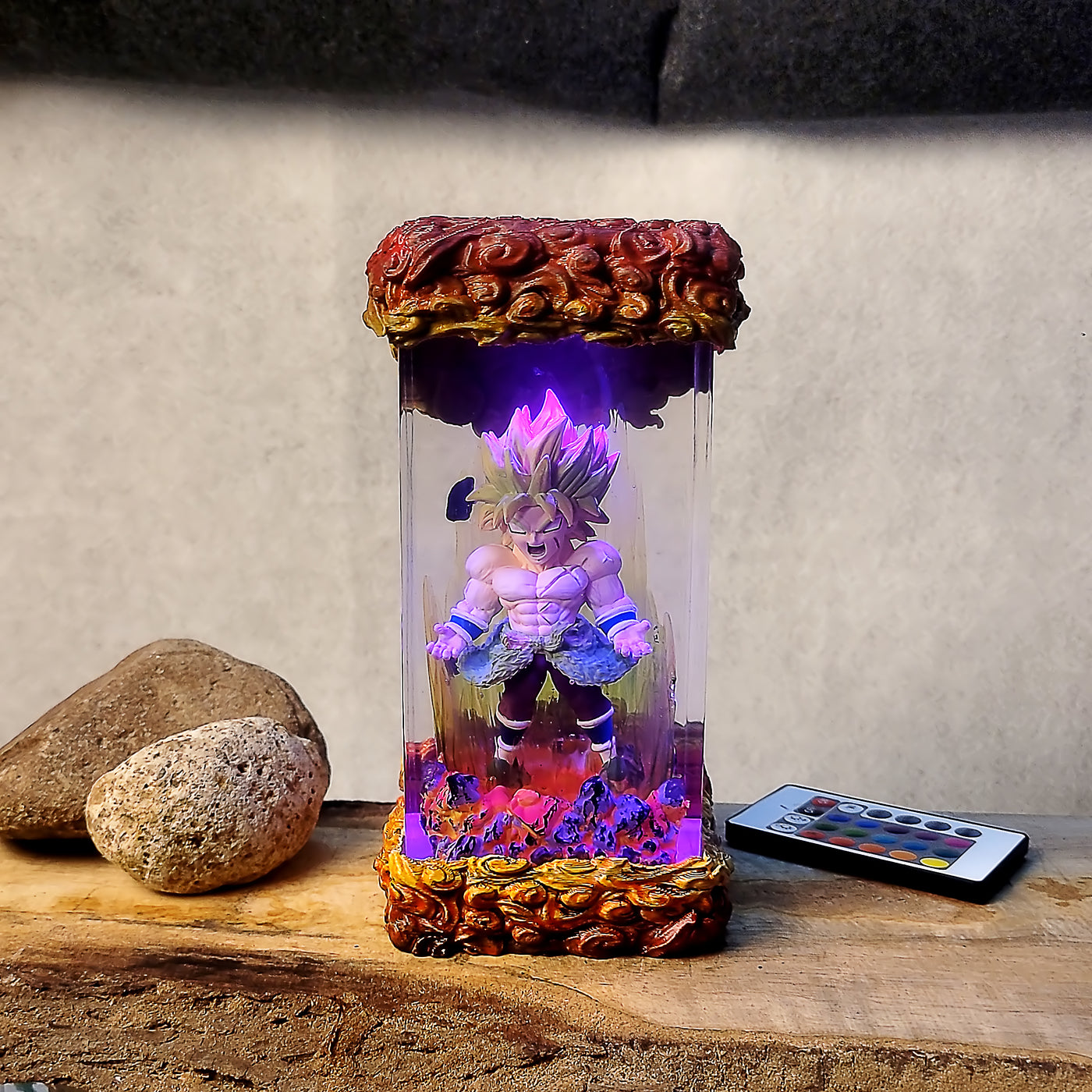 Dragon Ball Broly Chibi Diorama Epoxy Resin Lamp, Night Light, Wireless Lights