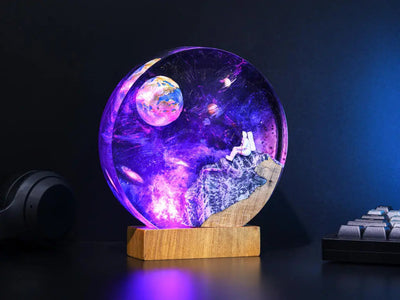 Universe Astronaut Earth Diorama Epoxy Resin Lamp, Night Light