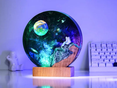 Universe Astronaut Earth Diorama Epoxy Resin Lamp, Night Light