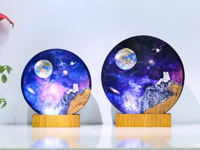 Universe Astronaut Earth Diorama Epoxy Resin Lamp, Night Light