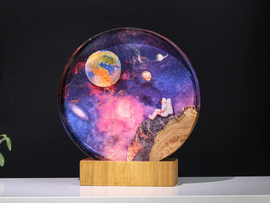 Universe Astronaut Earth Diorama Epoxy Resin Lamp, Night Light