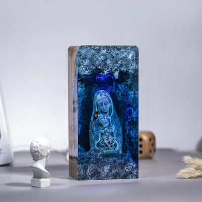 Maria and Jesus Headphone Stand Epoxy Resin Lamp, Night Light