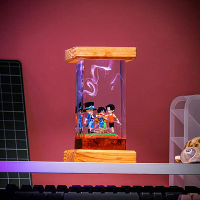 One Piece Luffy, Sabo and Ace Epoxy Resin Lamp, Night Light