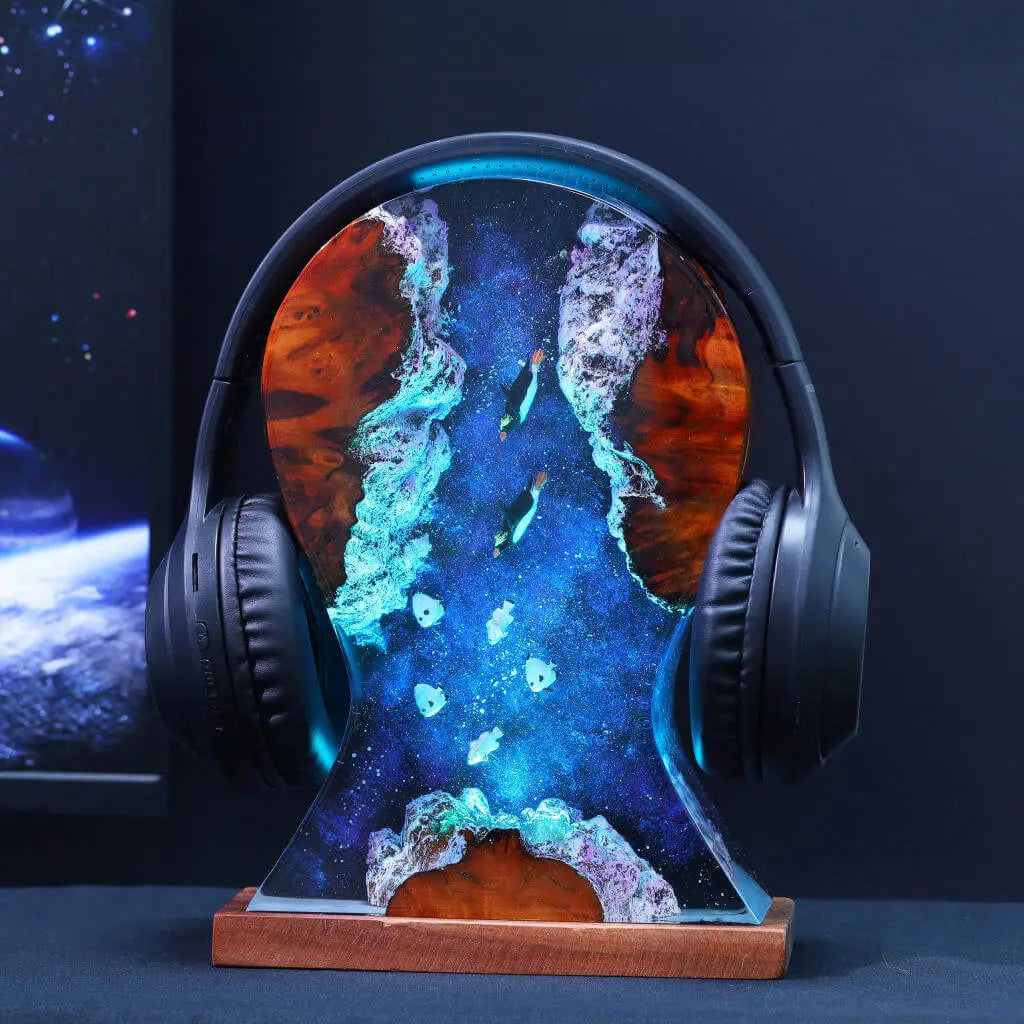 Penguin Headphone Stand Epoxy Resin Lamp, Night Light