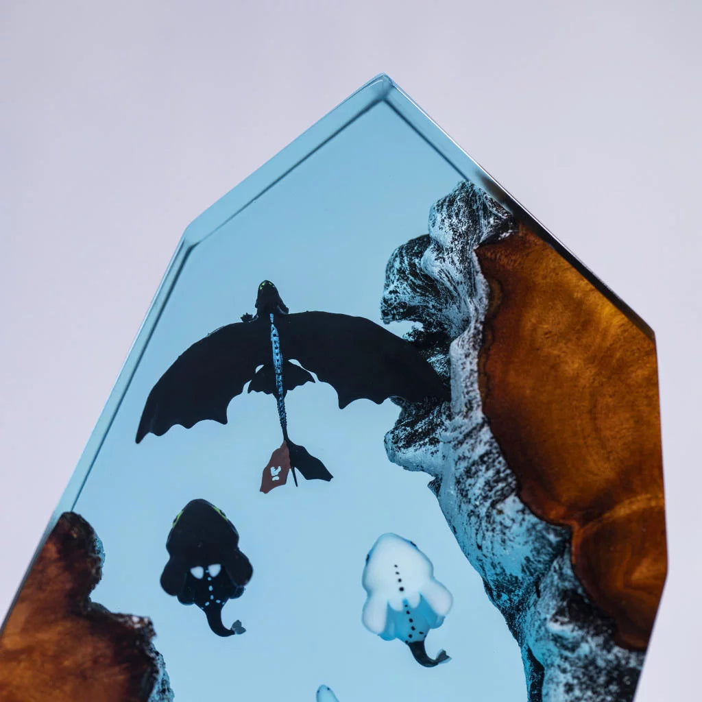 How To Train Your Dragon Toothless and Light Fury Baby Epoxy Resin Lamp, Night Light