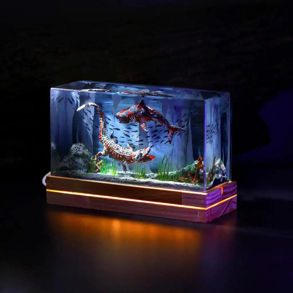 Zombie Spinosaurus Diorama Epoxy Resin Lamp, Night Light