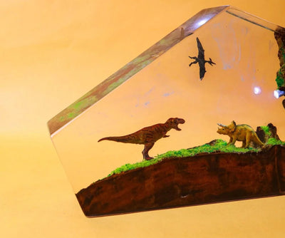 Dinosaur Triceratop Pterosauria Epoxy Resin Lamp, Night Light