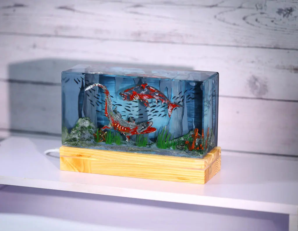 Zombie Spinosaurus Diorama Epoxy Resin Lamp, Night Light