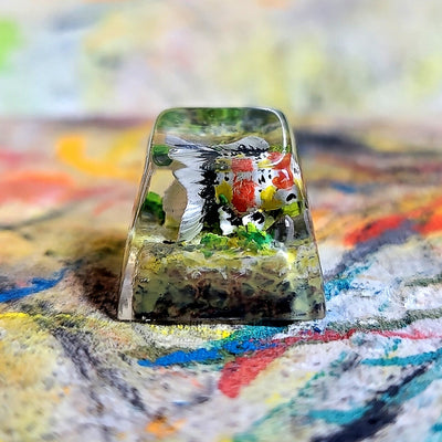 White Gold Fish Artisan Keycaps Epoxy Resin