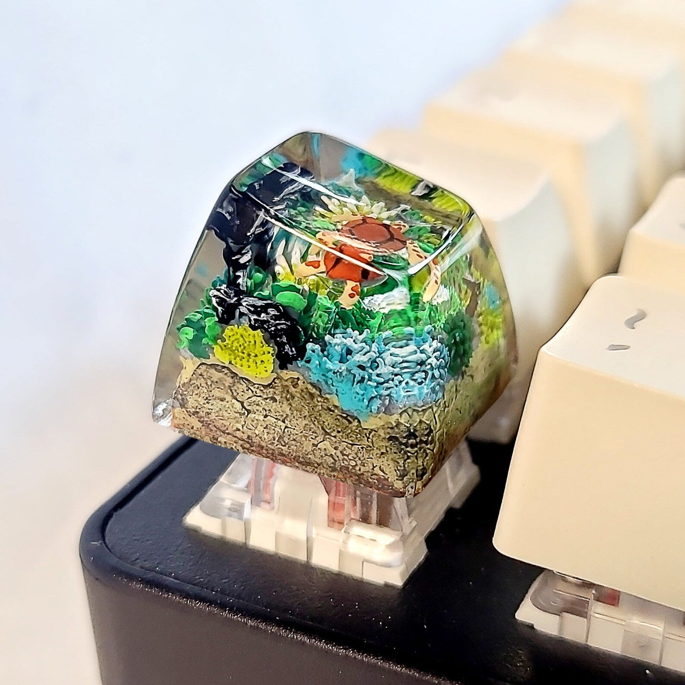 Turtle Coral Undersea Ocean Artisan Keycaps Epoxy Resin