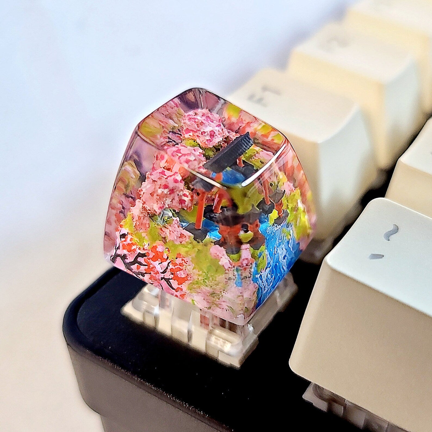 Sakura Torii Gate Cherry Blossom Artisan Keycaps Epoxy Resin