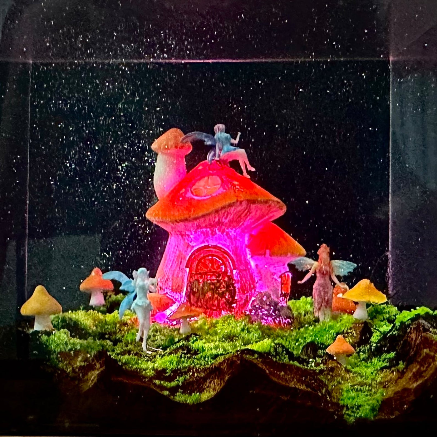 Fairy Garden Mushroom House Epoxy Resin Lamp, Night Light