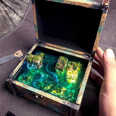 The Legend of Atlantis A Lost City Beneath the Sea Diorama Treasure Mistery Box Gift Epoxy Resin, Night Light