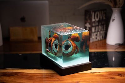 Meg 2 Giant Octopus Diver Epoxy Resin Lamp, Night Light