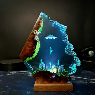 Aliens Stonehenge UFO Epoxy Resin Lamp, Night Light