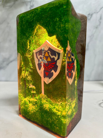 TLOZ TOTKD Zelda Master Sword Hylian Shield Epoxy Resin Lamp, Night Light