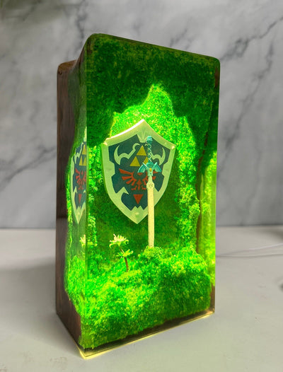 TLOZ TOTKD Zelda Master Sword Hylian Shield Epoxy Resin Lamp, Night Light