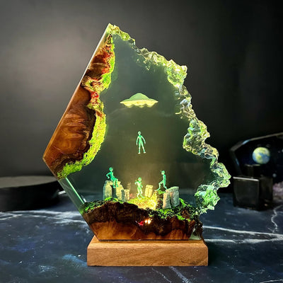 Aliens Stonehenge UFO Epoxy Resin Lamp, Night Light