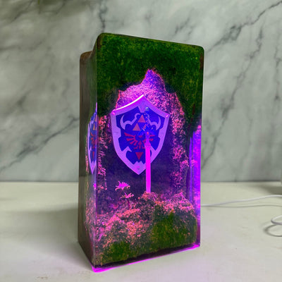 TLOZ TOTKD Zelda Master Sword Hylian Shield Epoxy Resin Lamp, Night Light