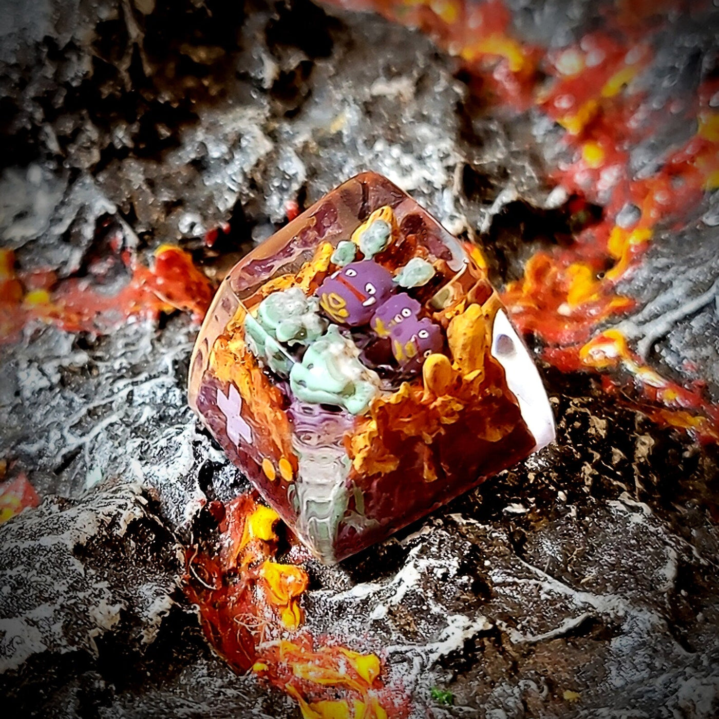 Pokemon Weezing Artisan Keycaps Epoxy Resin