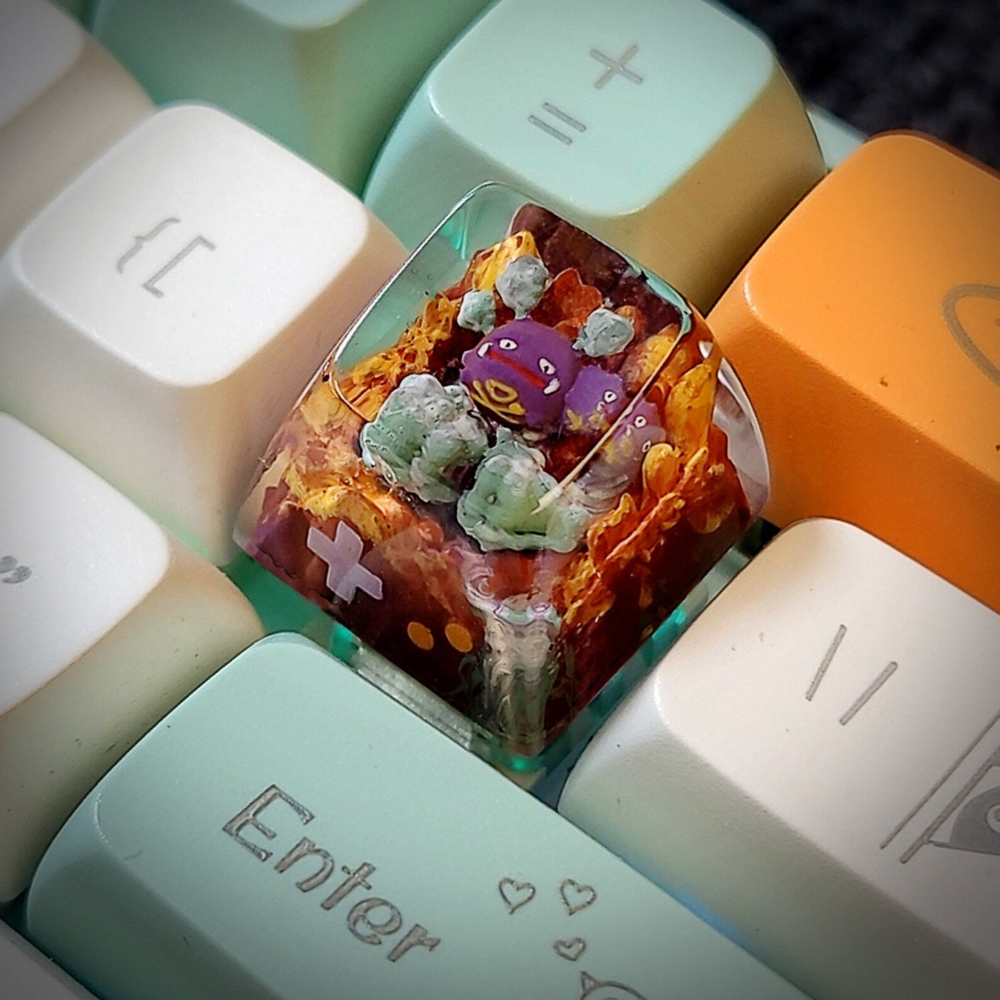 Pokemon Weezing Artisan Keycaps Epoxy Resin