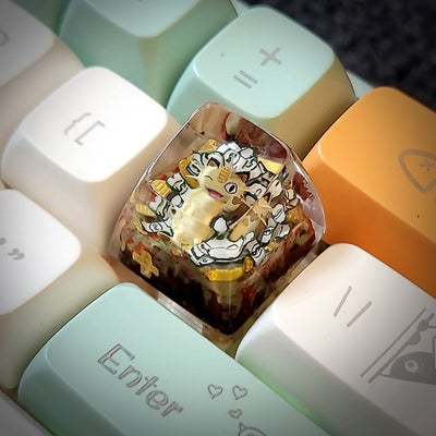 Pokemon Meowth Artisan Keycaps Epoxy Resin