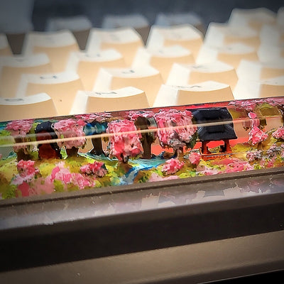 Torii Gate Japan Blossom Spacebar Artisan Keycaps Epoxy Resin