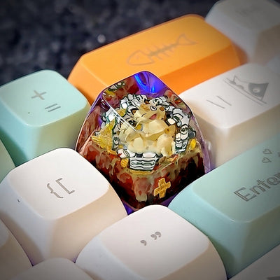 Pokemon Meowth Artisan Keycaps Epoxy Resin