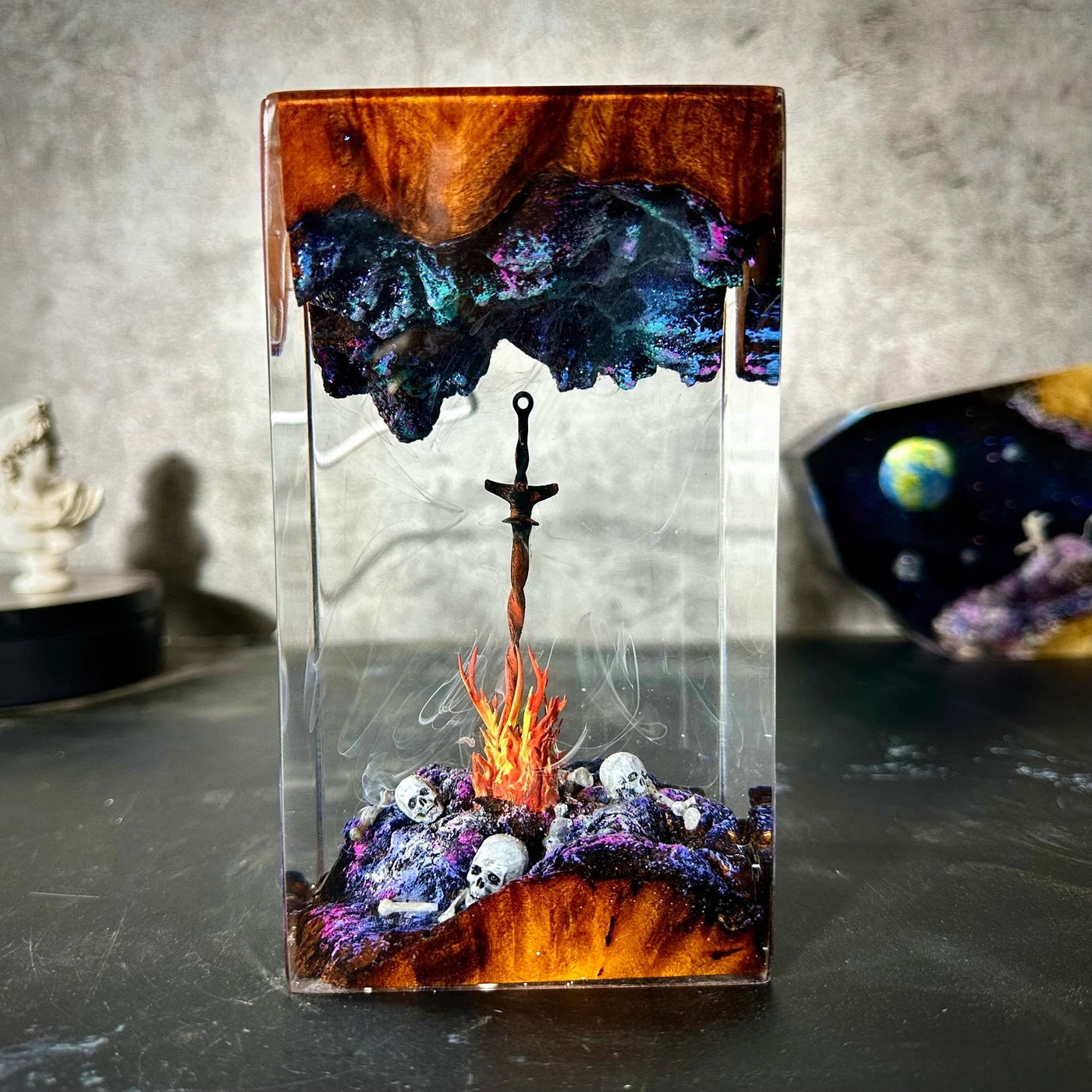 Bonfire Dark Souls Epoxy Resin Lamp, Night Light