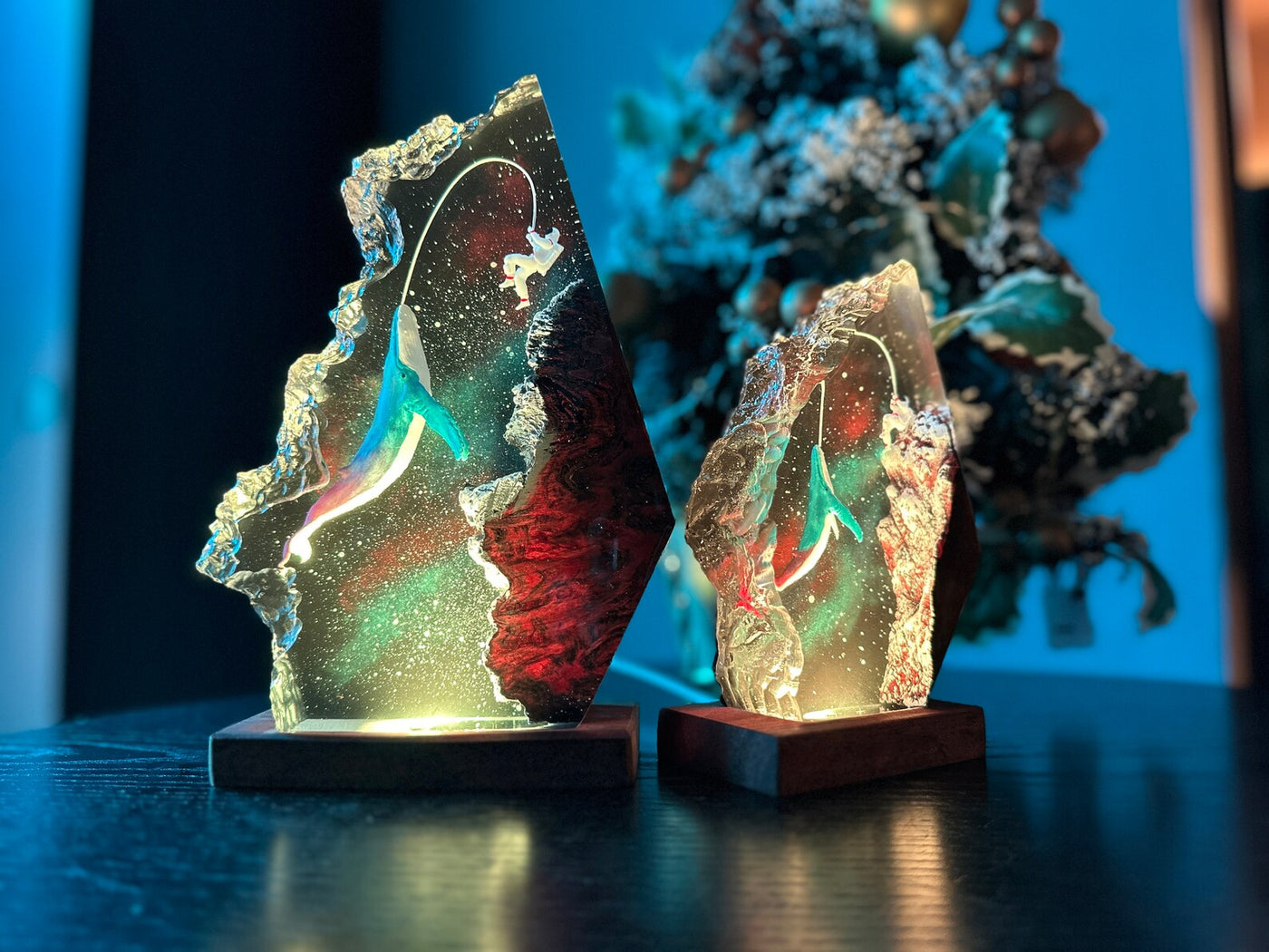 Whale Galaxy River Universe Cosmos Epoxy Resin Lamp, Night Light