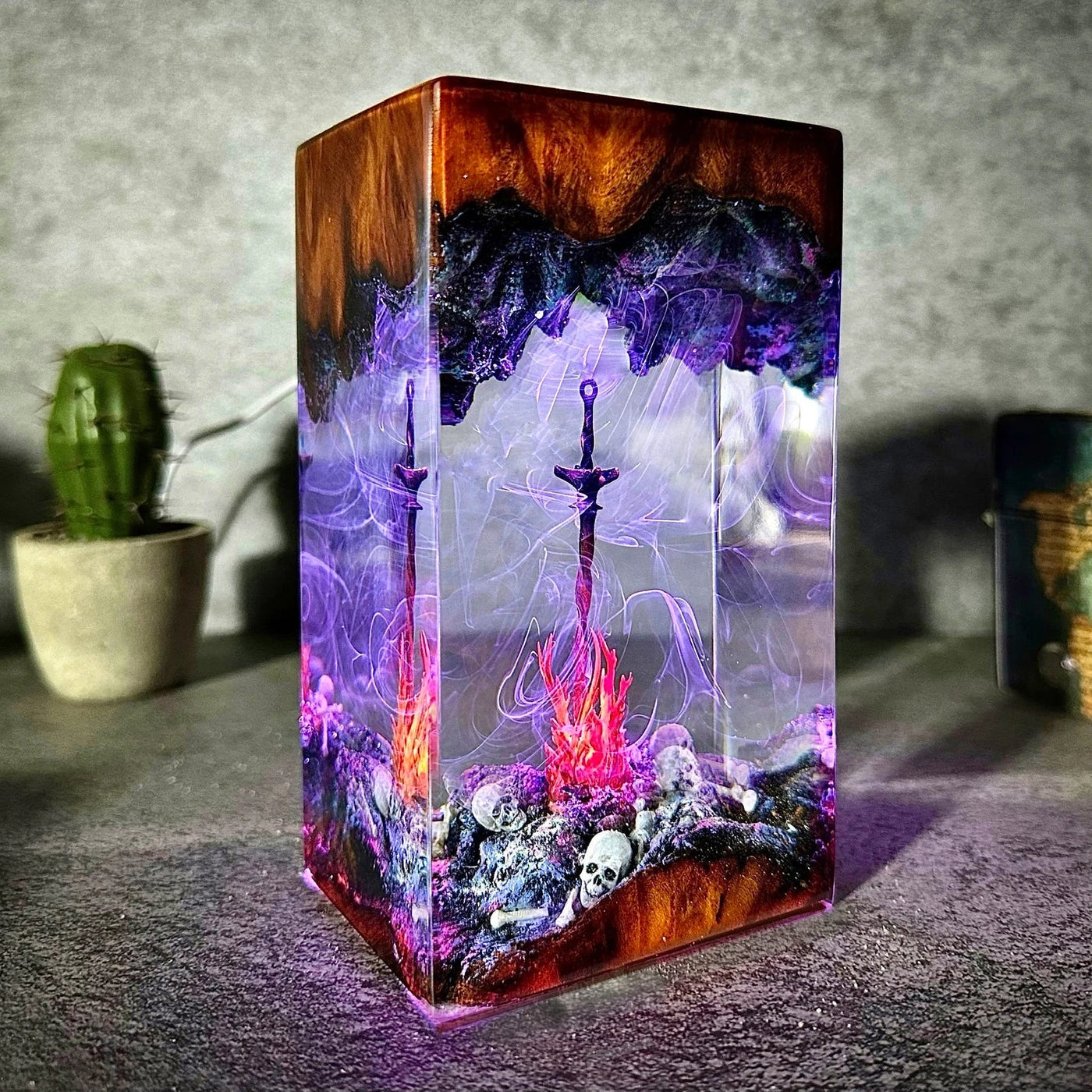 Bonfire Dark Souls Epoxy Resin Lamp, Night Light