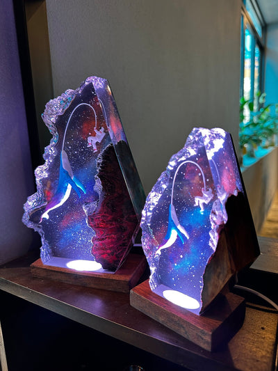 Whale Galaxy River Universe Cosmos Epoxy Resin Lamp, Night Light