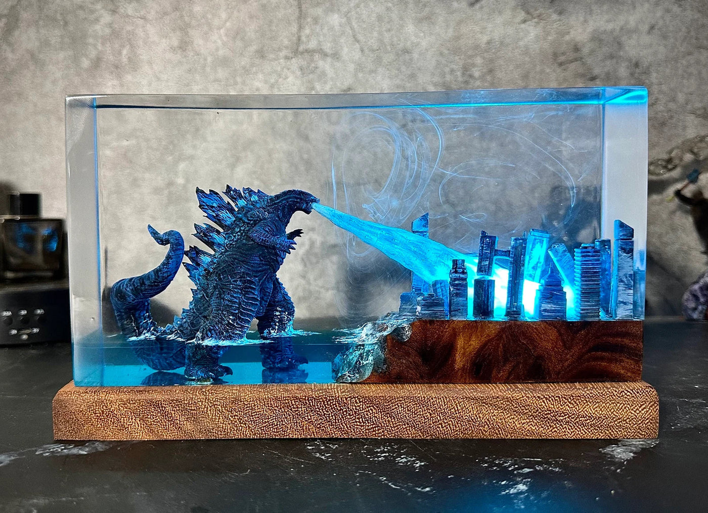 Godzilla Attack City Destroy All Epoxy Resin Lamp, Night Light