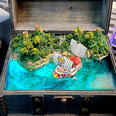 One Piece Sunny Pirates Going Merry Treasure Mistery Box Gift Epoxy Resin, Night Light