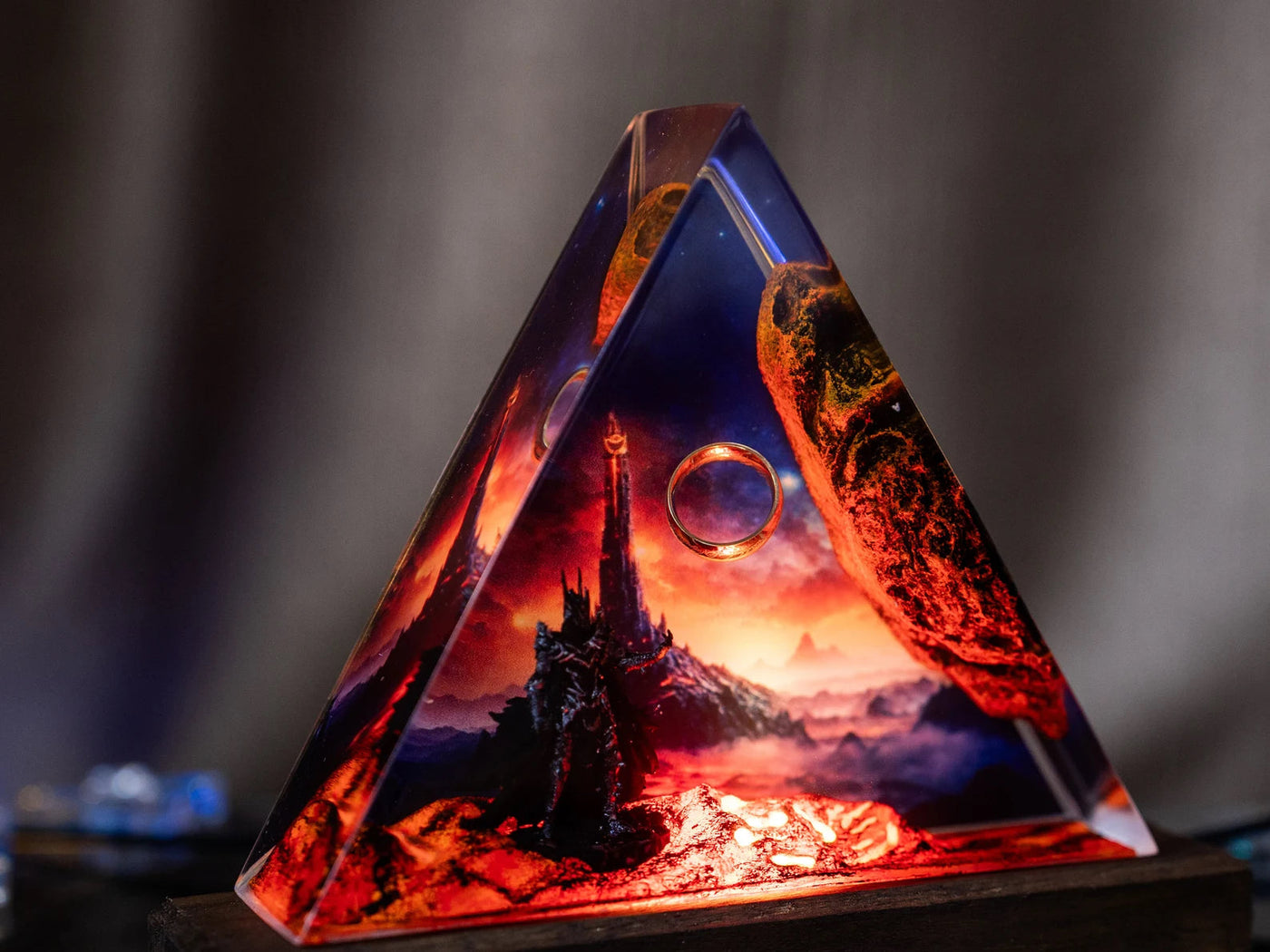 LOTR Lord Of Rings The One Ring Sauron Dark Lord Castle Epoxy Resin Lamp, Night Light