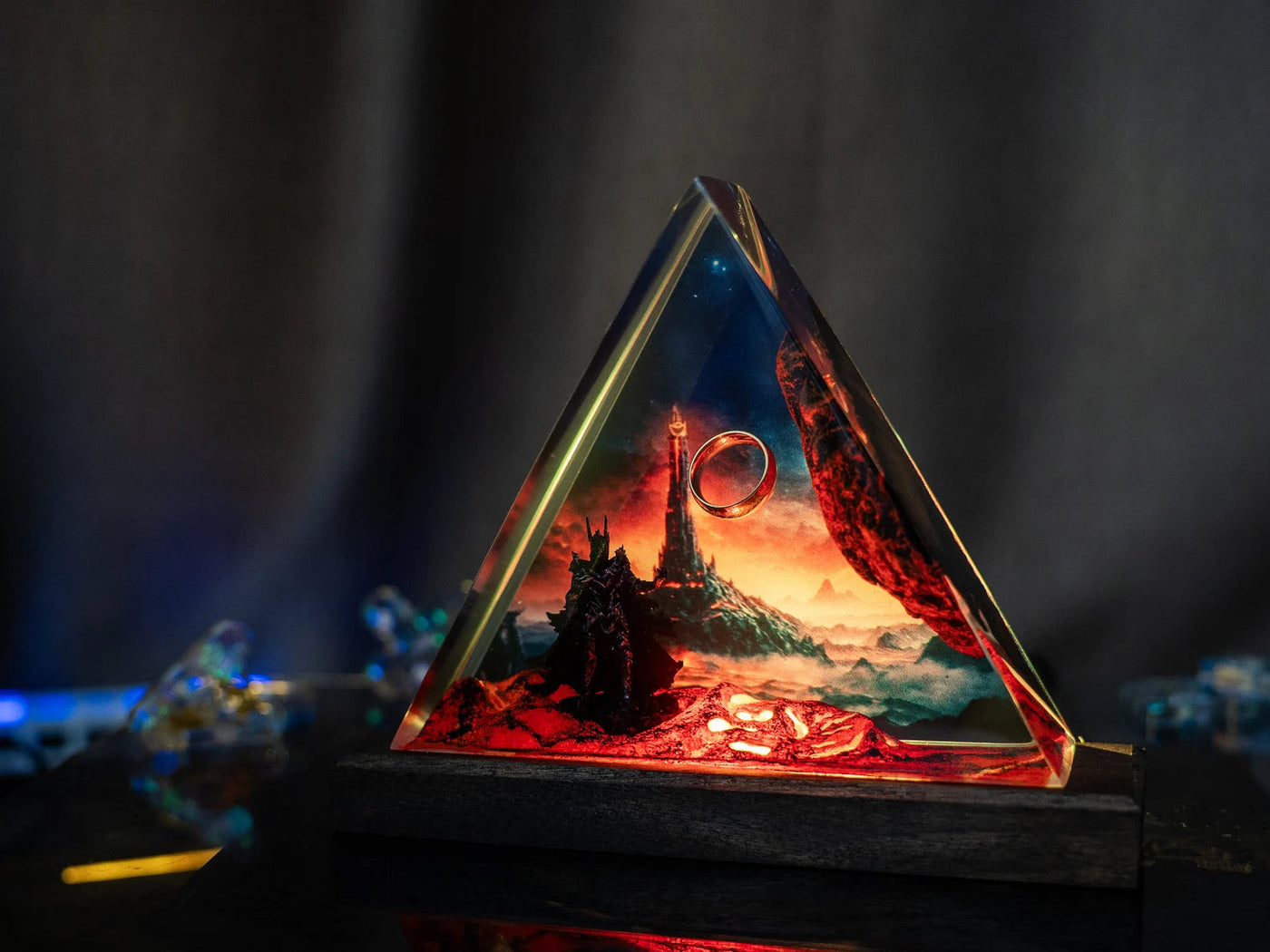 LOTR Lord Of Rings The One Ring Sauron Dark Lord Castle Epoxy Resin Lamp, Night Light