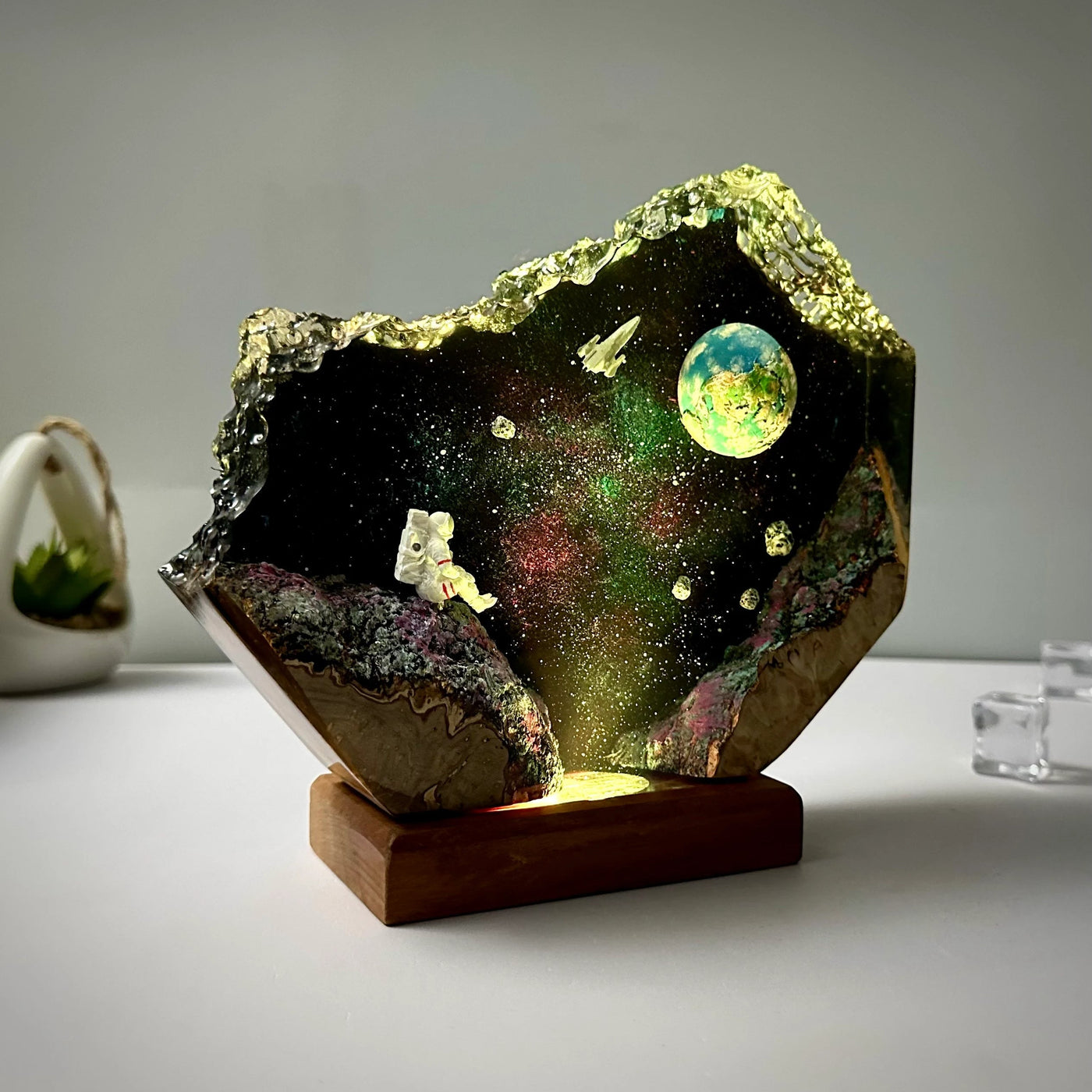 Universe Earth Astronaut Epoxy Resin Lamp, Night Light