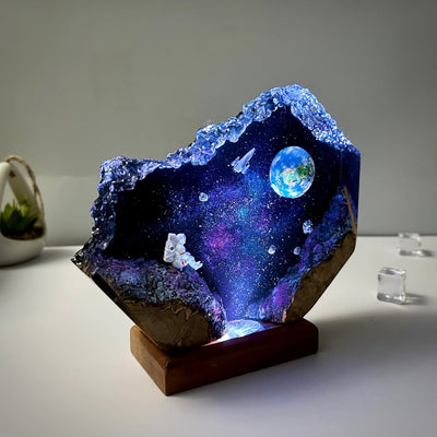 Universe Earth Astronaut Epoxy Resin Lamp, Night Light